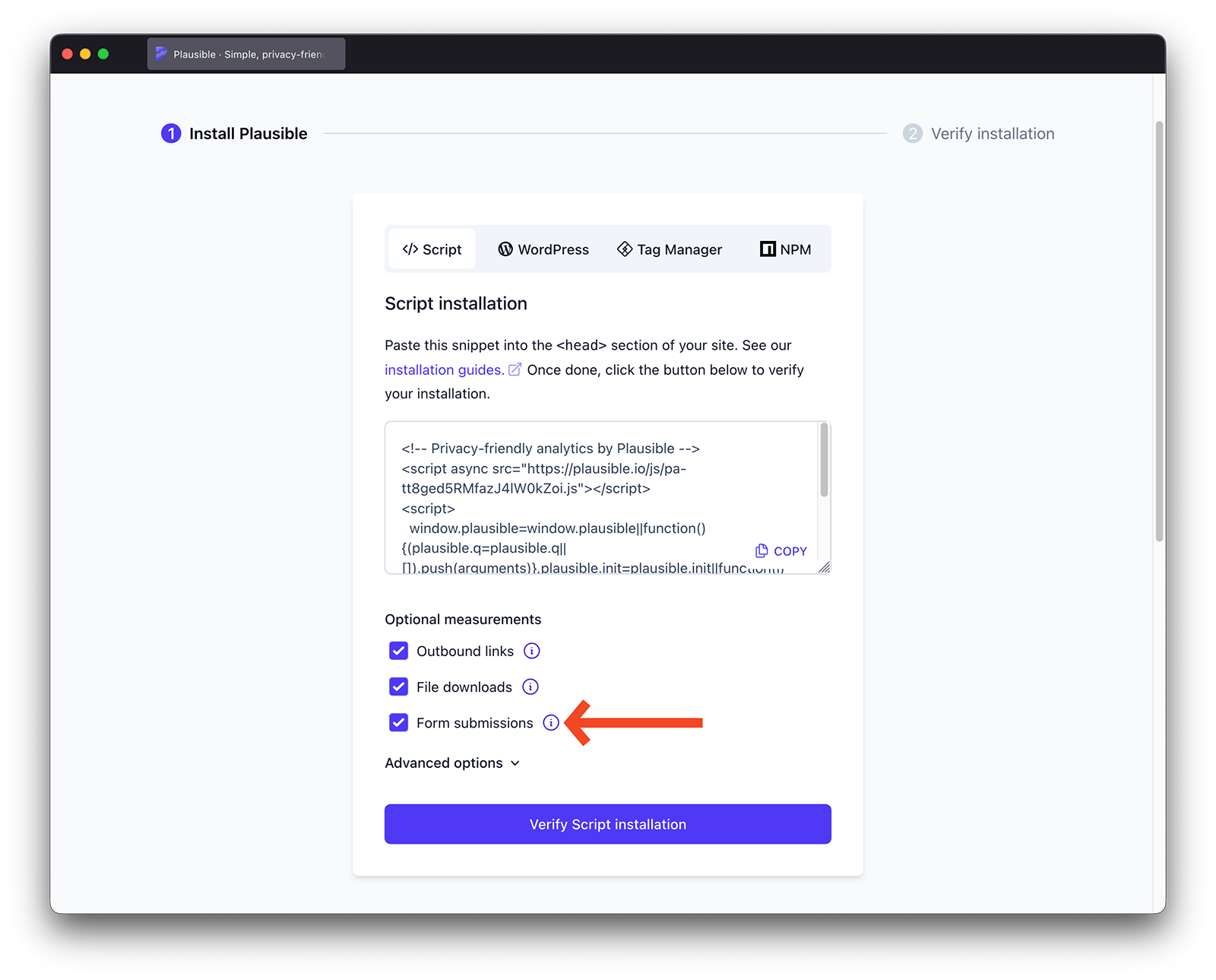 Enable form submissions tracking during onboarding