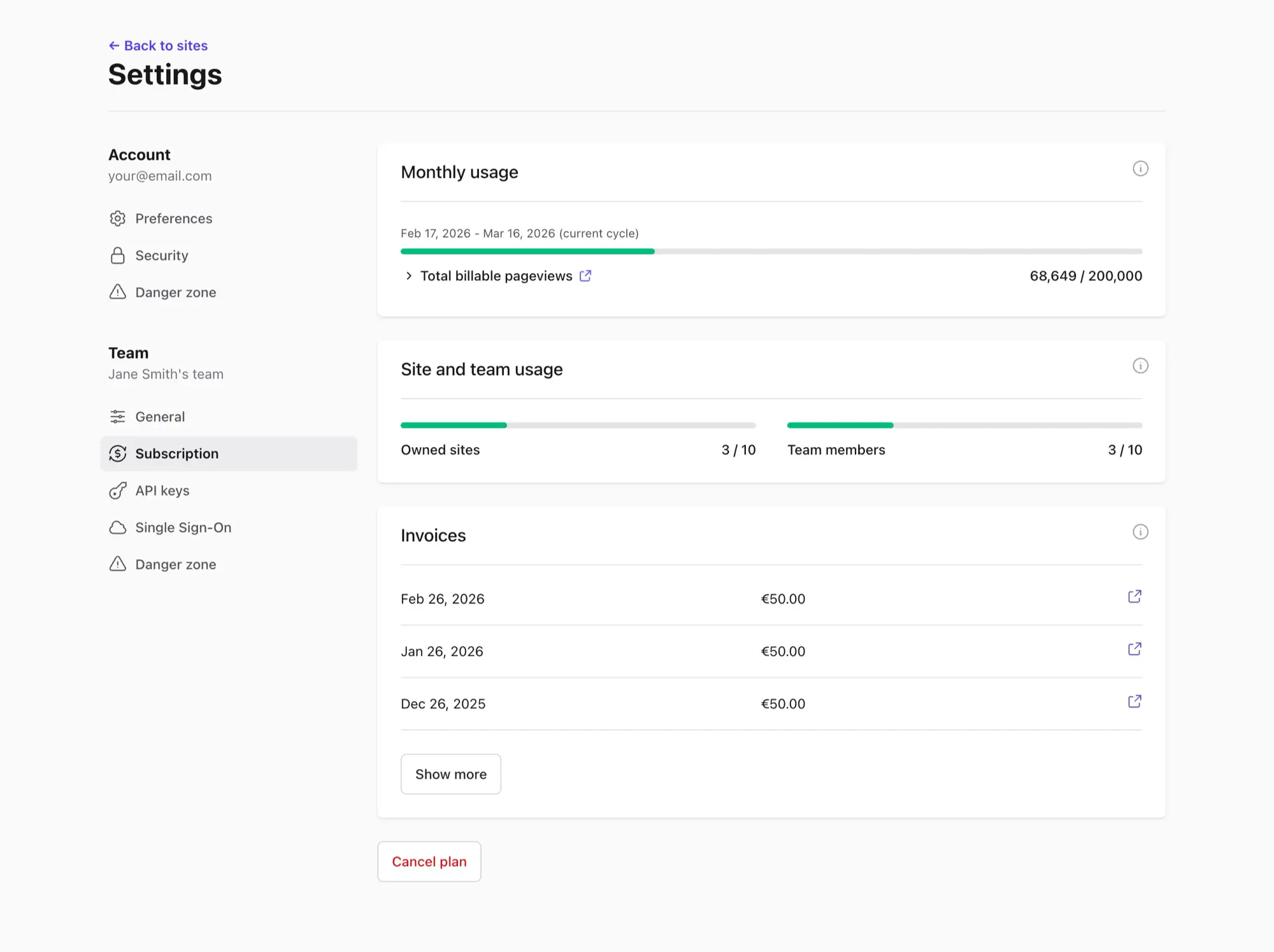 Plausible subscription