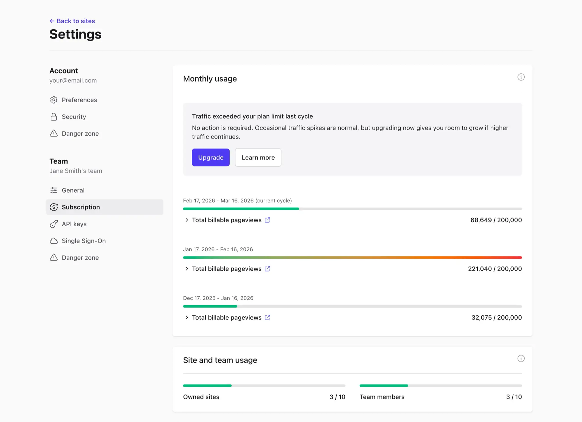 Plausible pageview limit exceeded